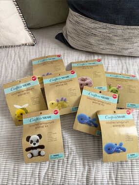 NEW Crochet Amigurumi Animal Kit - bee whale panda cactus Dino donut - 8 total